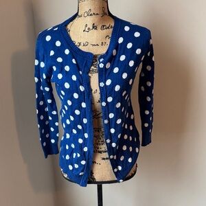 Elegant Blue Polka Dot Cardigan